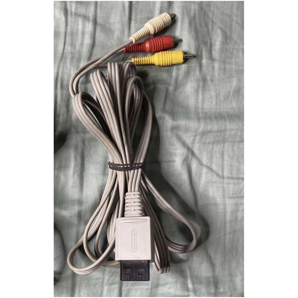 Nintendo Wii OEM AV Composite Cable RCA Audio Video Red White Yellow Teste